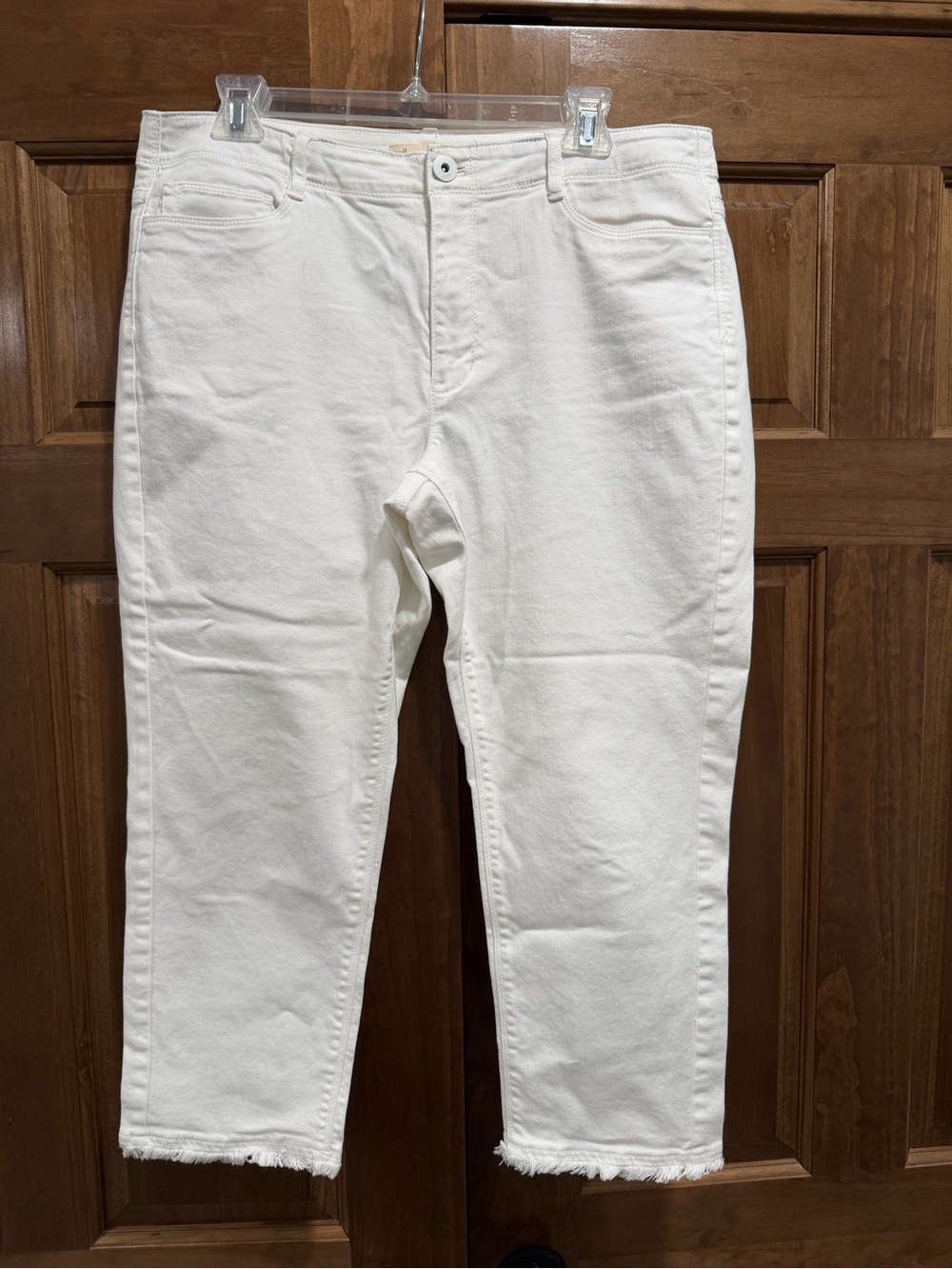 J. Jill Denim Women’s Authentic Fit Classic White Cropped Jeans, Raw Hem, Sz 12